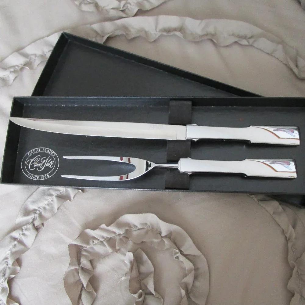 vintage stainless steel meat carving set